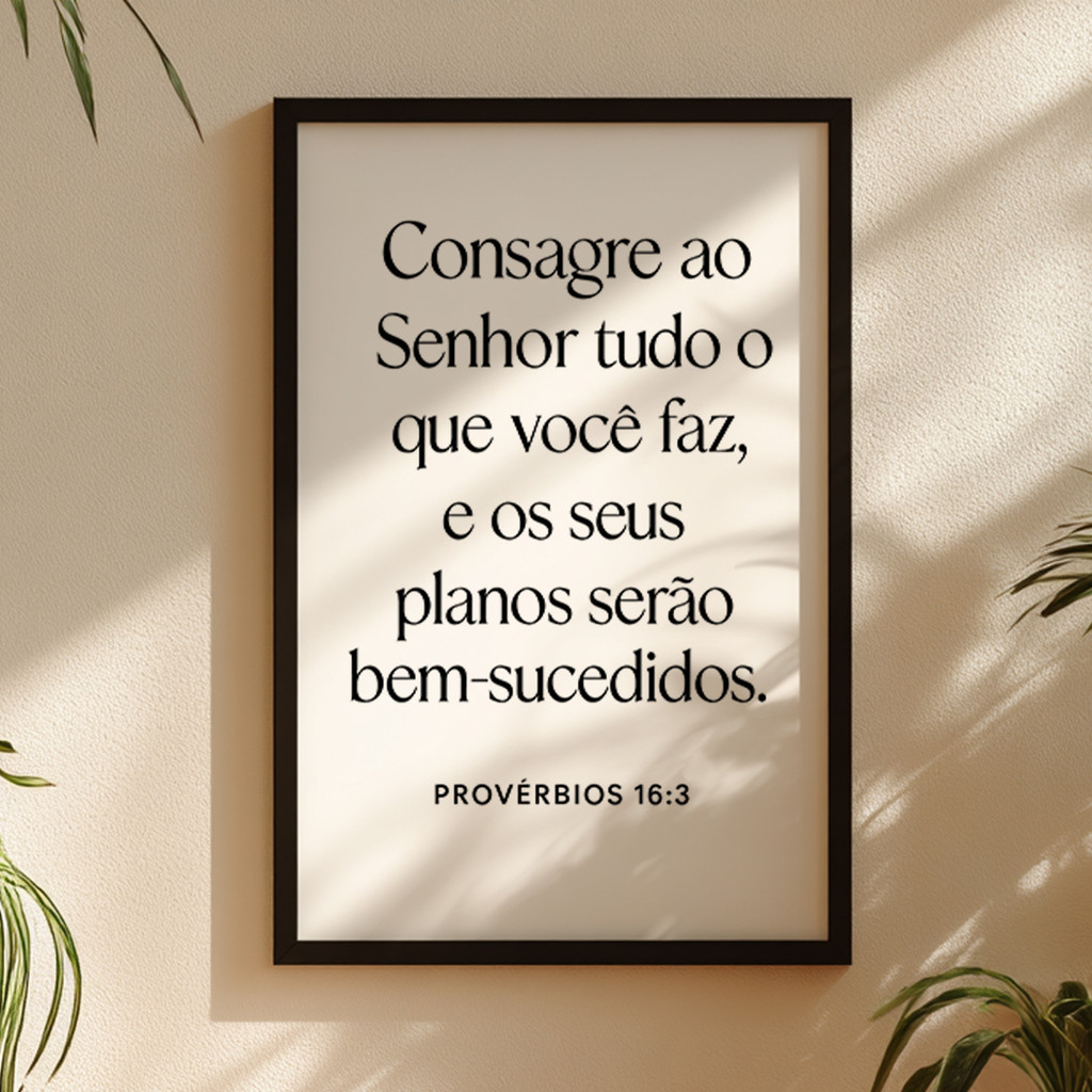 Quadro Decorativo Frase Provérbios 16:3 com Moldura Laqueada – foto 7