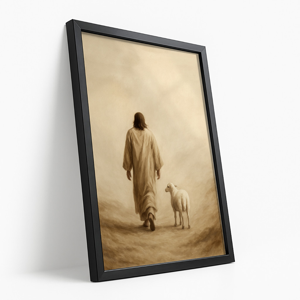 Quadro Decorativo Religioso Bom Pastor com Moldura Laqueada – foto principal