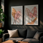 Kit 2 Quadros Decorativos Folhas Rosê e Douradas com Efeito Relevo – foto 6