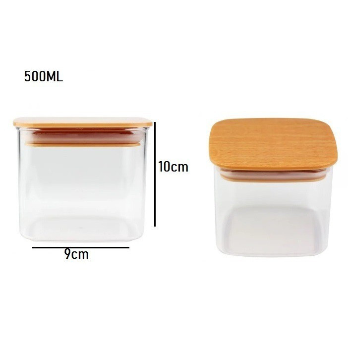 Pote Quadrado Transparente com Tampa de Bambu 500 ml a 1 L – foto 10