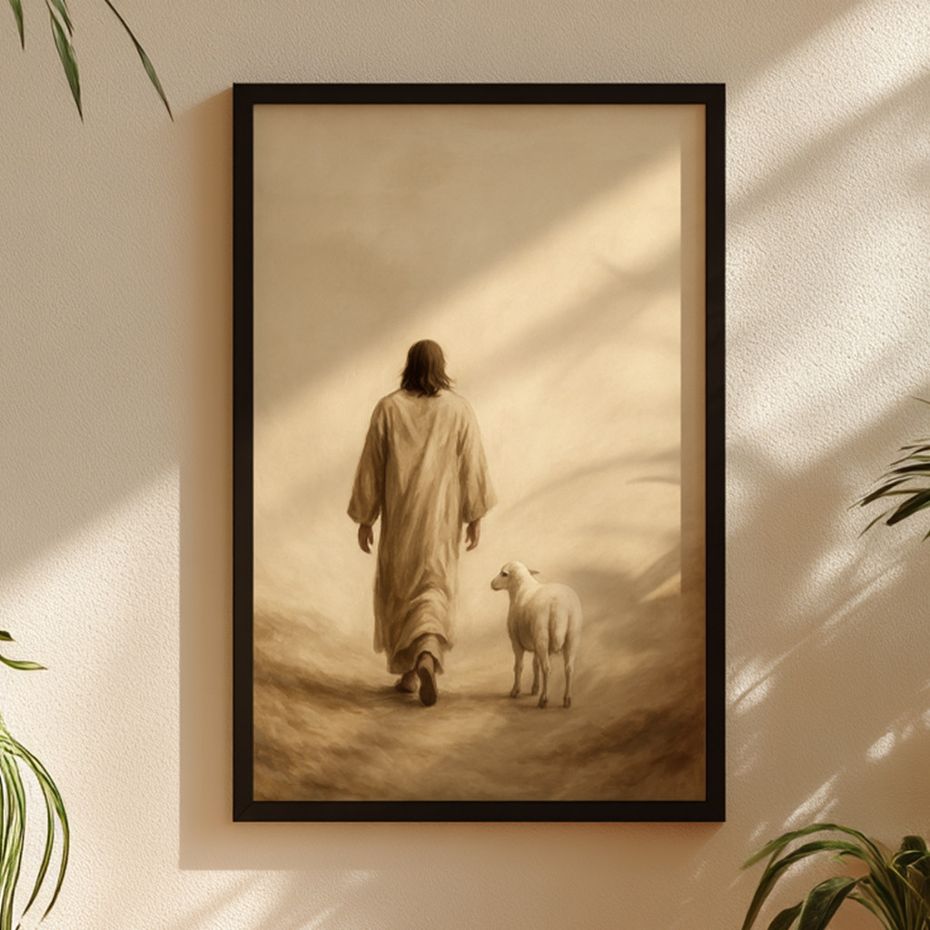 Quadro Decorativo Religioso Bom Pastor com Moldura Laqueada – foto 10