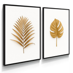 Kit 2 Quadros Decorativos Folhas Douradas para Sala e Cozinha – foto 2