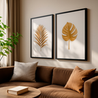 Kit 2 Quadros Decorativos Folhas Douradas para Sala e Cozinha – foto 6