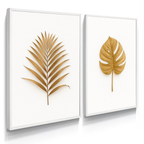 Kit 2 Quadros Decorativos Folhas Douradas para Sala e Cozinha – foto 4