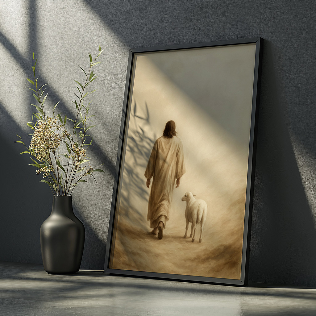 Quadro Decorativo Religioso Bom Pastor com Moldura Laqueada – foto 8