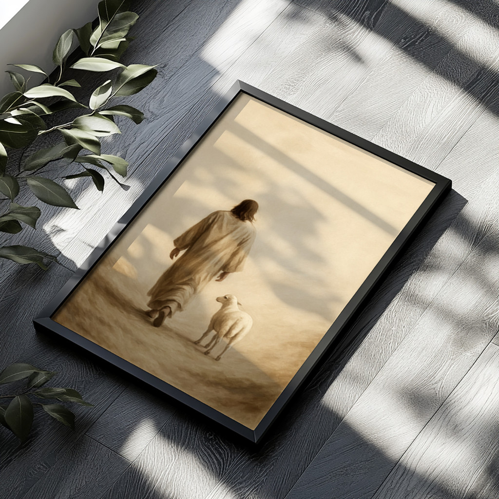 Quadro Decorativo Religioso Bom Pastor com Moldura Laqueada – foto 9