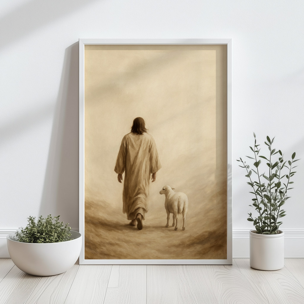 Quadro Decorativo Religioso Bom Pastor com Moldura Laqueada – foto 7