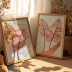 Kit 2 Quadros Decorativos Folhas Rosê e Douradas com Efeito Relevo – foto 5