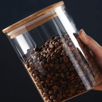 Pote Quadrado Transparente com Tampa de Bambu 500 ml a 1 L – foto 4