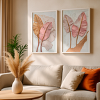 Kit 2 Quadros Decorativos Folhas Rosê e Douradas com Efeito Relevo – foto 8