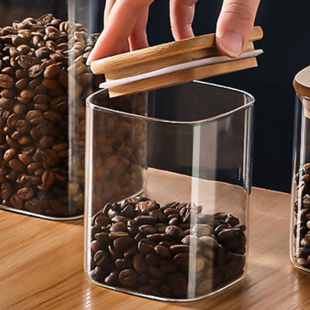 Pote Quadrado Transparente com Tampa de Bambu 500 ml a 1 L – foto 9