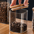 Pote Quadrado Transparente com Tampa de Bambu 500 ml a 1 L – foto 9