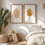 Kit 2 Quadros Decorativos Folhas Douradas para Sala e Cozinha – foto 8