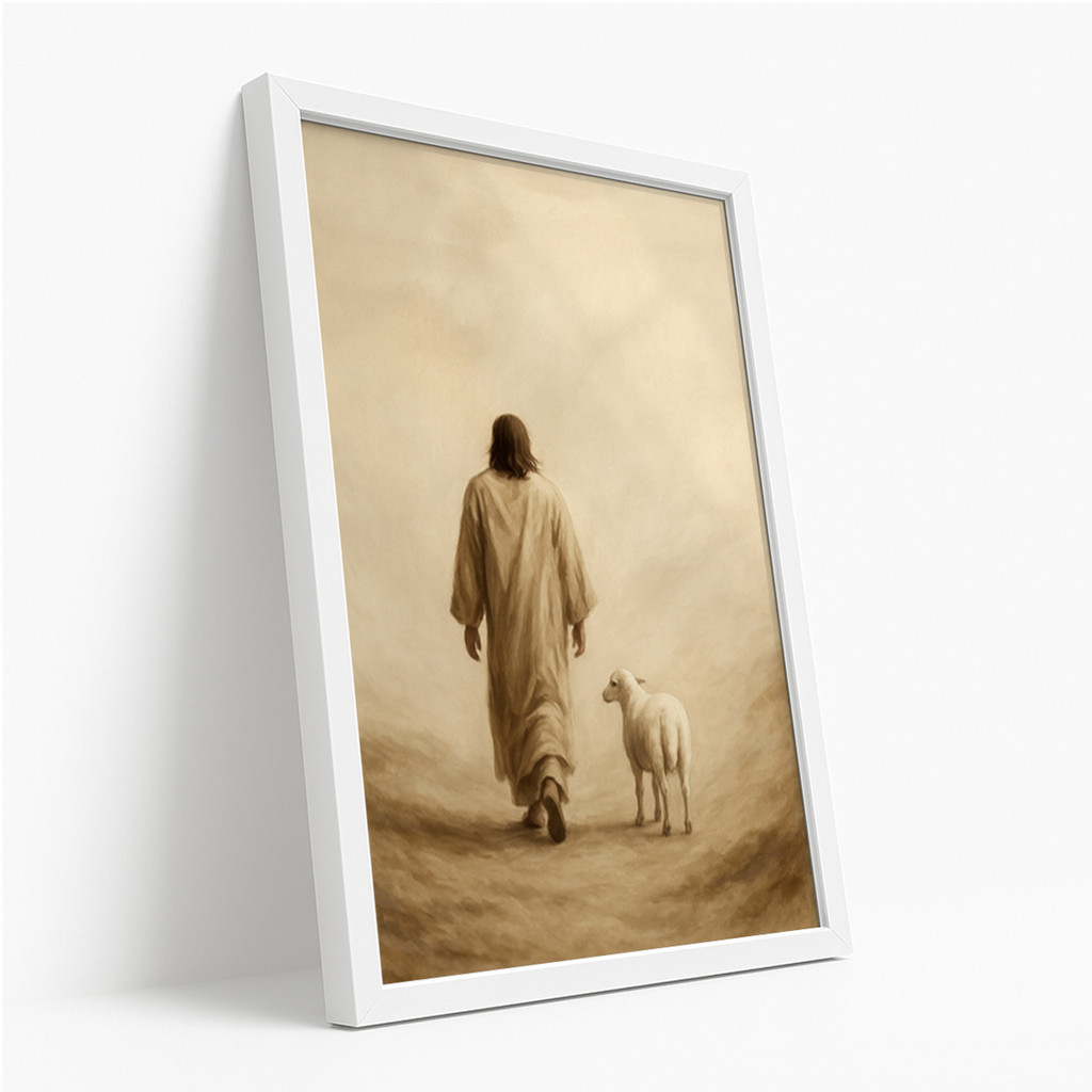 Quadro Decorativo Religioso Bom Pastor com Moldura Laqueada – foto 2