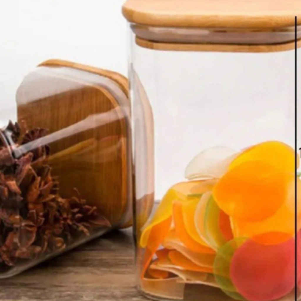 Pote Quadrado Transparente com Tampa de Bambu 500 ml a 1 L – foto 7