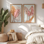 Kit 2 Quadros Decorativos Folhas Rosê e Douradas com Efeito Relevo – foto 7