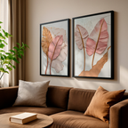 Kit 2 Quadros Decorativos Folhas Rosê e Douradas com Efeito Relevo – foto 9