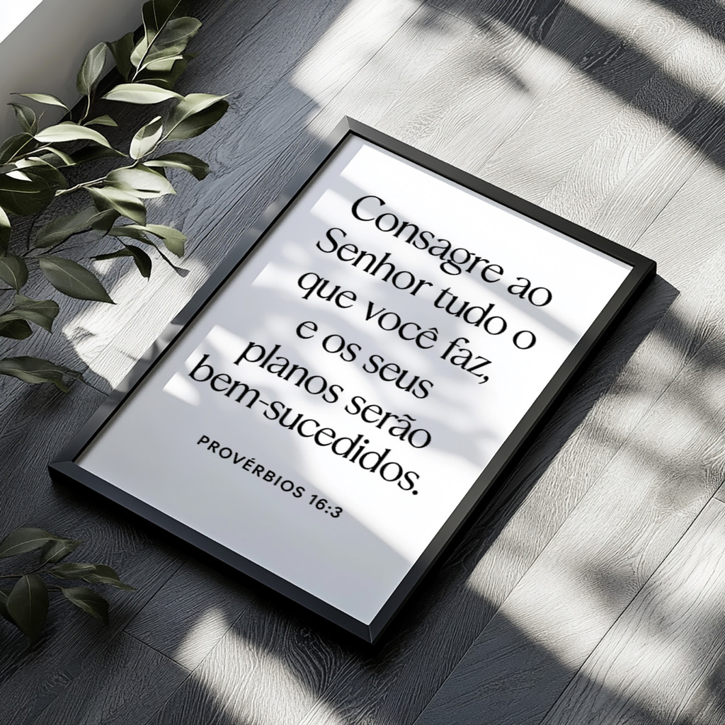 Quadro Decorativo Frase Provérbios 16:3 com Moldura Laqueada – foto 9