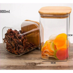 Pote Quadrado Transparente com Tampa de Bambu 500 ml a 1 L – foto 6