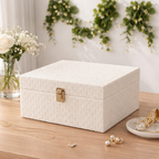 Caixa Organizadora Branca com Textura Rattan e Fecho Dourado – foto 4
