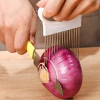 Suporte Guia de Aço Inox para Fatiar Cebola e Legumes