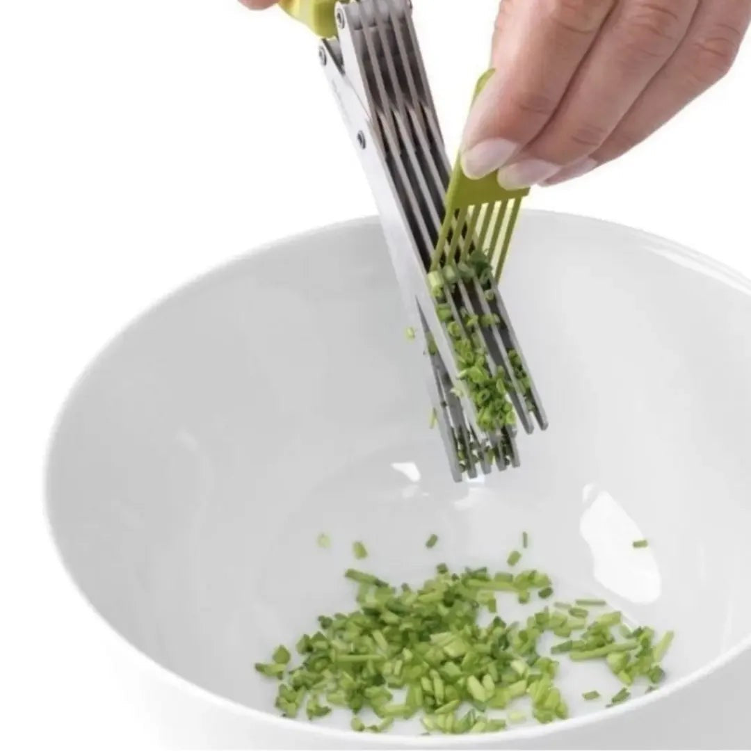 Tesoura de Cozinha com 5 Lâminas de Aço Inox para Ervas